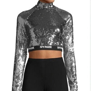 Top shop grey velvet long sleeve cropped top Sz 6